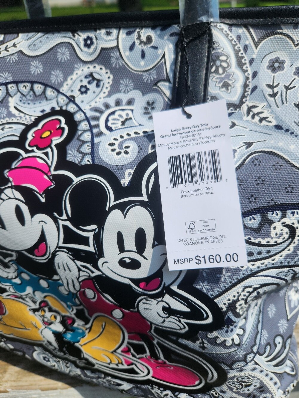 Disney x Vera Bradley Paisley Tote with Mickey & Minnie Print NWT - Picture 4 of 14